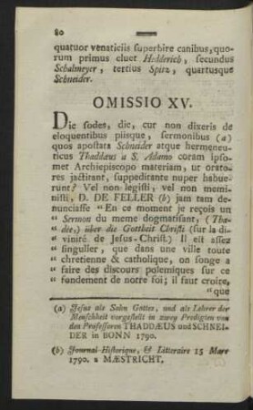 Omissio XV.