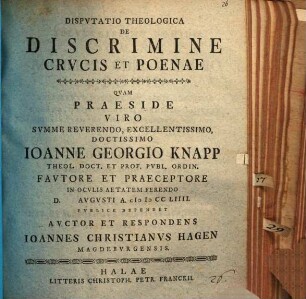 Disp. theol. de discrimine crucis et poenae
