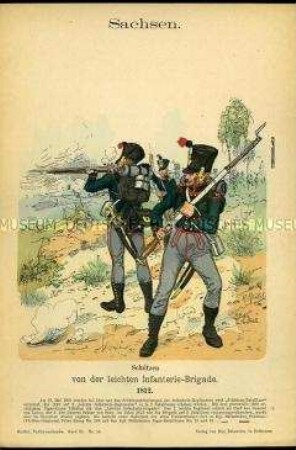 Uniformdarstellung, Schützen der Leichten Infanterie, Königreich Sachsen, 1812.