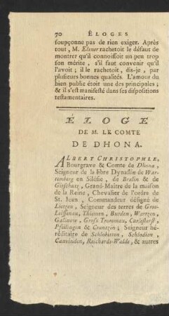 Éloge De M. Le Comte De Dhona