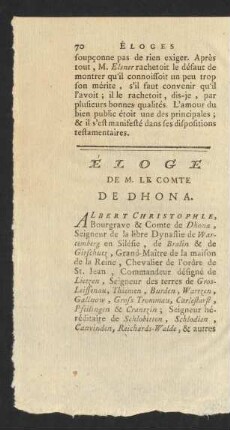 Éloge De M. Le Comte De Dhona