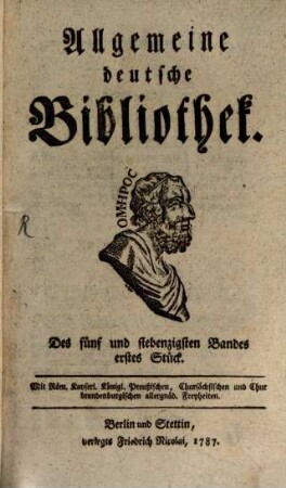 Allgemeine deutsche Bibliothek. 75. 1787