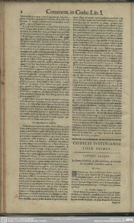 Codicis Justinianei Liber Primus