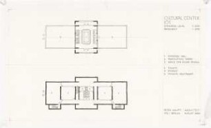 Kulturzentrum, Ios: Gundriss Obergeschoss, Kellergeschoss 1:500