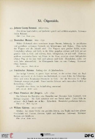 XI. Ölgemälde (Nr. 434-459)