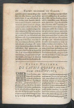 Caput Decimum. De Causis Quibus Feudum Constituitur
