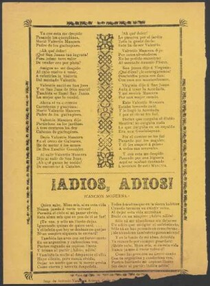 ¡Adiós, adiós! : (canción moderna)