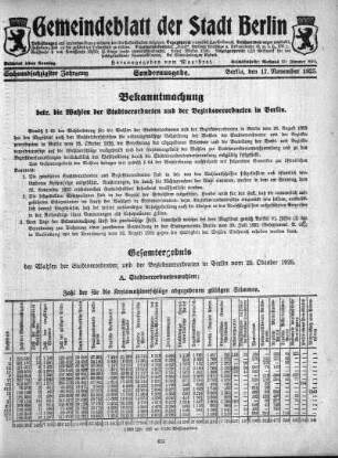Sonderausgabe, 17. November 1925