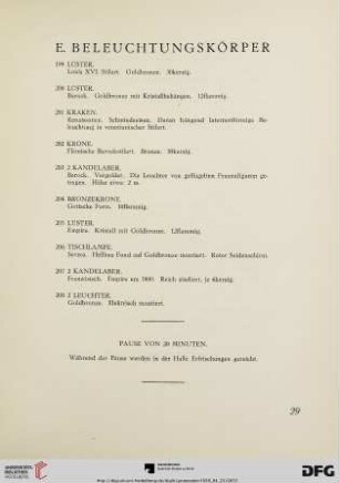 E. Beleuchtungskörper (Nr.199-208)