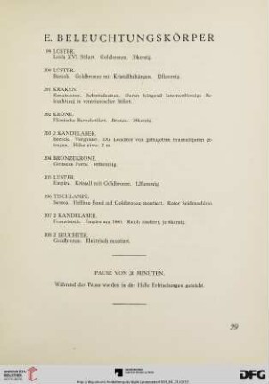 E. Beleuchtungskörper (Nr.199-208)