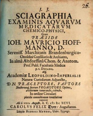 Sciagraphia examinis aquarum medicatarum chemico-physici