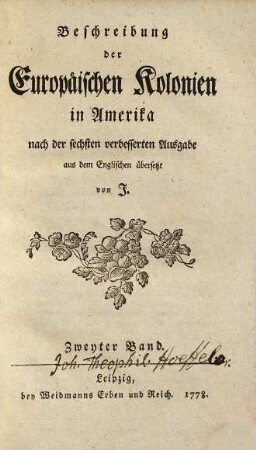 Beschreibung der europäischen Kolonien in Amerika, 2