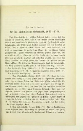 Zweiter Zeitraum. Die Zeit unumschränkter Fürstenmacht, 1648-1789