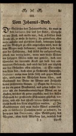 IIII. Vom Johannis-Brod