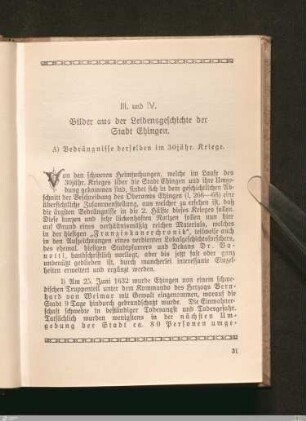 A) Bedrängnisse derselben im 30jähr. Kriege