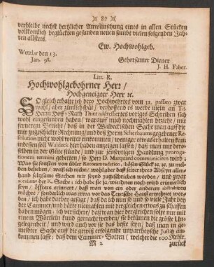 Litt. R. Hochwohlgebohrner Herr / ...