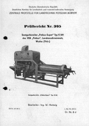 Saatgutbereiter „Petkus-Super K 541"