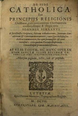 De fide catholica sive principiis religionis christianae