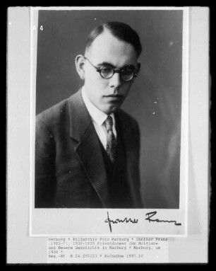 Günther Franz (1902-?), 1930-1935 Privatdozent für Mittlere und Neuere Geschichte in Marburg