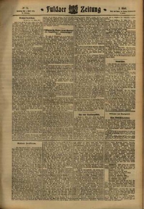 Zweite Ausgabe vom Samstag, den 01. April 1911.