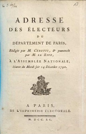 Adresse des électeurs du Département de Paris