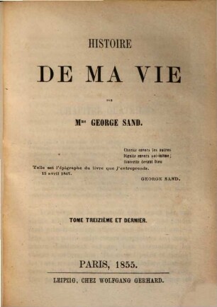 Histoire de ma vie, 13