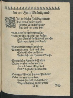 An den Herrn Bräutigamb.