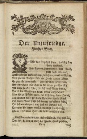 Der Unzufriedene. Fünftes Buch. - Der Unzufriedene. Sechstes Buch.