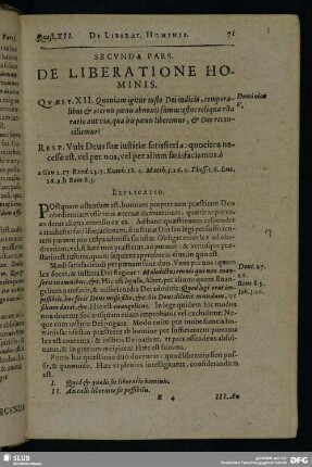 Secunda Pars. De Liberatione Hominis