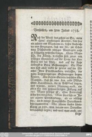 [Briefe des Herrn Marschals Herzogs von Belleisle an den Herrn Marschal von Contades die nach dem Treffen bey Minden unter den Schriften des Herrn von Contades angetroffen sind]