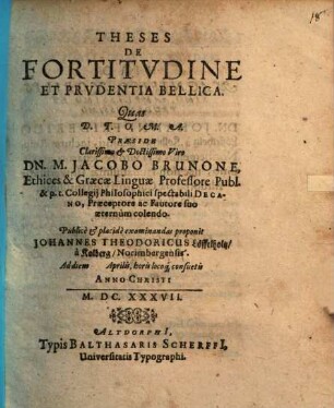 Theses de fortitudine et prudentia bellica