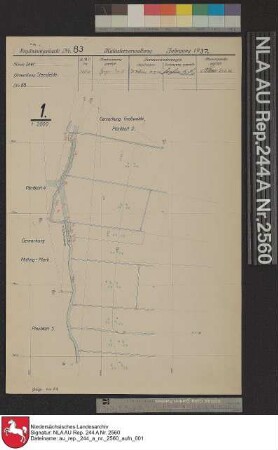 Ergänzungskarte Nr. 83 der Katasterverwaltung, Jahrgang 1937, Kreis Leer, Gemarkung Steenfelde Nr. 68 (Lageveränderungen und Formveränderungen)