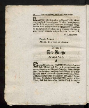 Num. II. See-Brieffe.