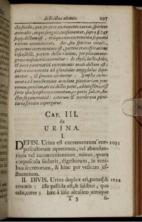 Cap. III. de Urina.