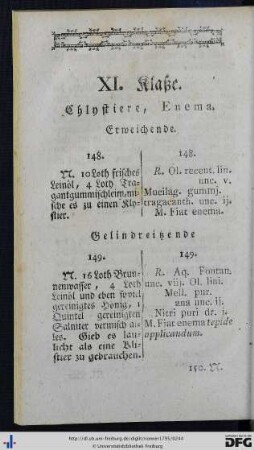 XI. Klaße - XV. Klaße.