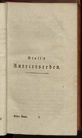 Stoll´s Antrittsreden.