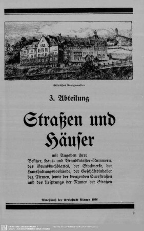 3. Abteilung. Häuserbuch