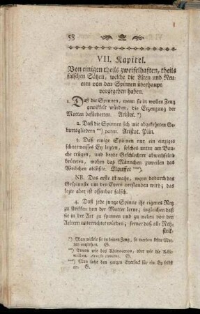 VII. Kapitel. Von einigen theils zweifelhaften, theils falschen Sätzen,[...]