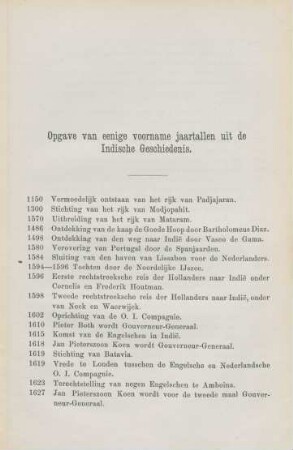 Opgave van eenige voorname jaartallen uit de Indische Geschiedenis