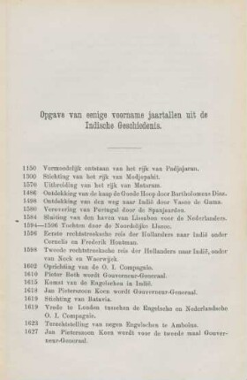 Opgave van eenige voorname jaartallen uit de Indische Geschiedenis