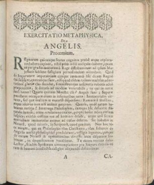 Exercitatio Metaphysica. De Angelis.