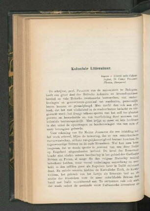 Koloniale Litteratuur, door G. de la Valette.