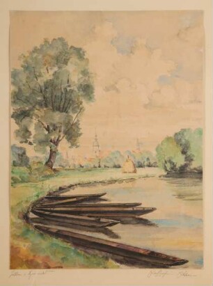 Aquarell, Lübben im Spreewald, Ernst-Joachim Eckner
