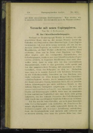 Versuche mit neuen Copirpapieren