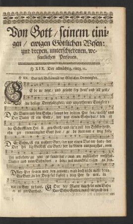 Von Gott/ seinem einigen/ ewigen Göttlichen Wesen: und dreyen, unterschiedenen, wesentlichen Personen.