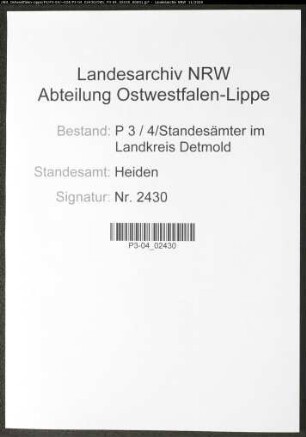 Sterberegister Standesamt Heiden