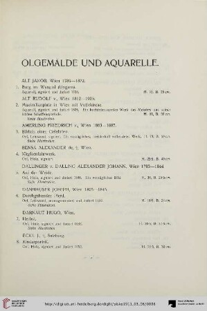 Ölgemälde und Aquarelle (Nr. 1-92)