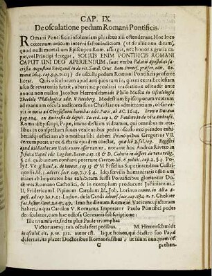 Cap. IX. De osculatione pedum Romani Pontificis