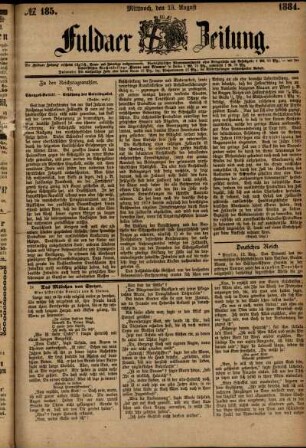 Ausgabe vom Mittwoch, den 13. August 1884.