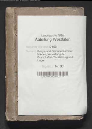 Konsens- oder Hypothekenbuch der königlichen Eigenbehörigen in der Vogtei Brochterbeck
